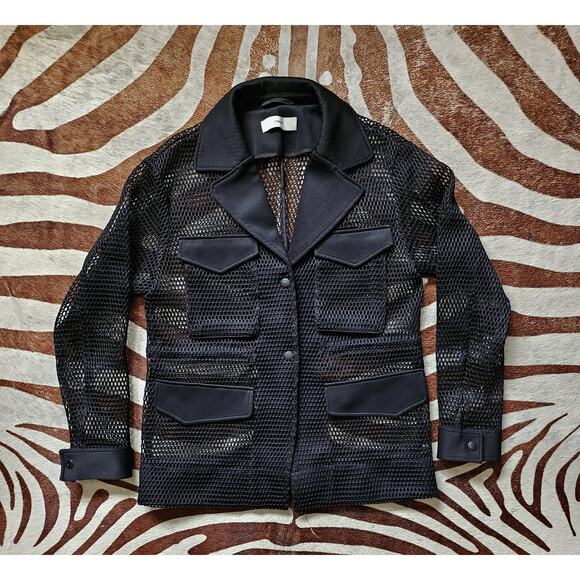 UTERQUE Cinch Waist Mesh Jacket SZ M - Picture 3 of 7